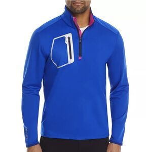RLX Ralph Lauren Golf Mock Neck 1/2 Zip Logo Pullover Active Mens Small Blue NWT